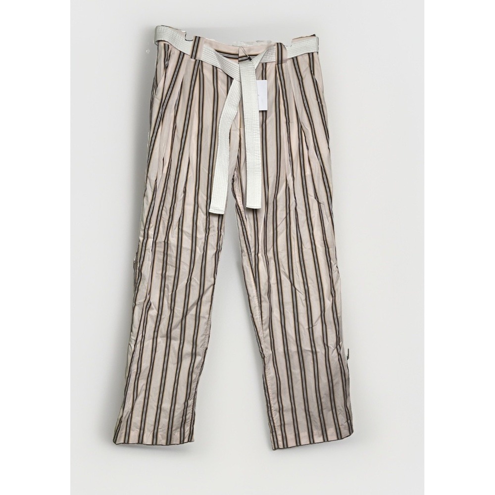L'ACADEMIE NWT The Raylee Pant Pink Baron Striped Wide Leg Belted Womens Size L - Picture 2 of 10